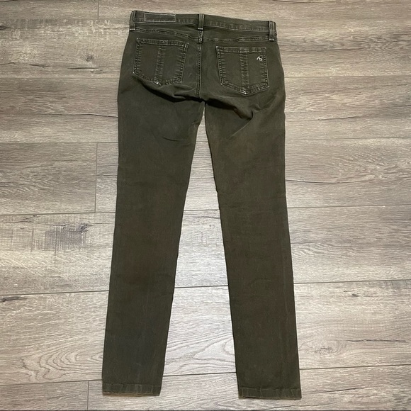 Rag & bone Ridley Moto Skinny Jeans in Wax Dark Olive Size 26 Zipper Pockets. - Picture 3 of 9